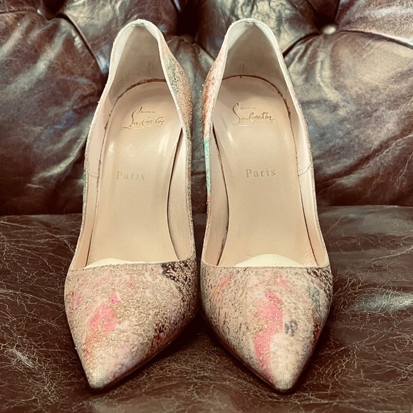 Christian Louboutin So Kate, Multicolor paint splash cork Glitter Pumps, EU 39 - Picture 7 of 10